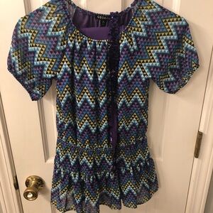 Geometric Patterned Purple Blouse